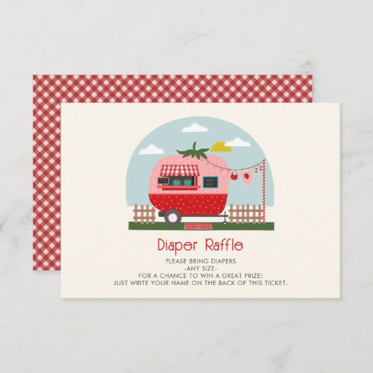 Strawberry Gingham Berry Babydusche Windelwanne Begleitkarte (Vorne/Hinten)