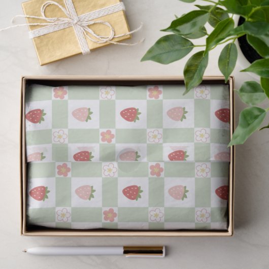 Strawberry Gingham Berry Themed Seidenpapier (Geschenk)