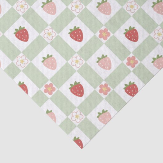Strawberry Gingham Berry Themed Seidenpapier (Ausschnitt)
