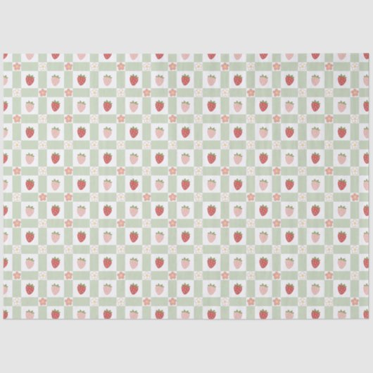 Strawberry Gingham Berry Themed Seidenpapier (Vorderseite)
