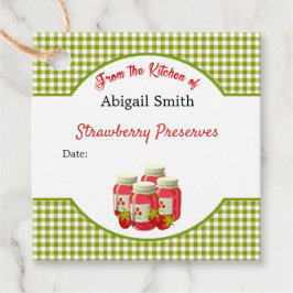 Strawberry Gingham Canning Jar Hang Tag Geschenkanhänger