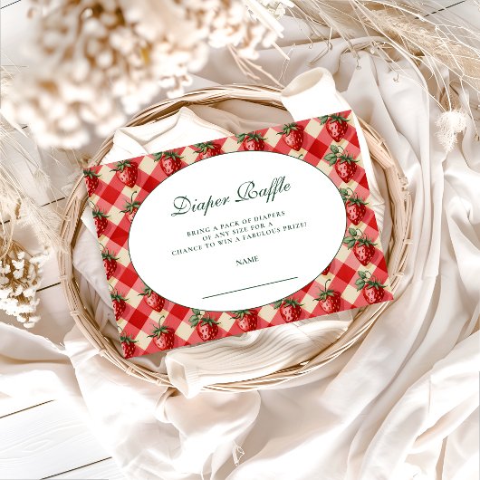 Strawberry Gingham Cottage Diapper Raffle Begleitkarte