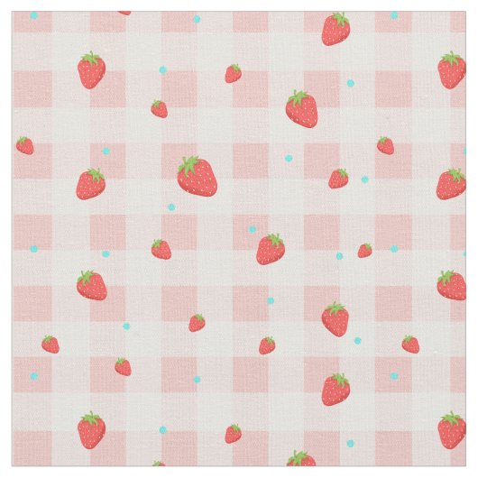 Strawberry Gingham Fabric Stoff (Nahaufnahme)