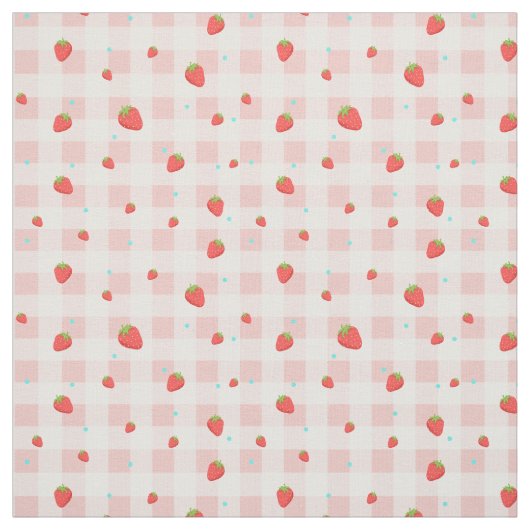 Strawberry Gingham Fabric Stoff (Muster)