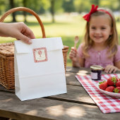 Strawberry Gingham Hot Air Balloon Baby Shower Quadratischer Aufkleber