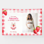 Strawberry Gingham mit Baby Dusche Retro Picnic Banner (Horizontal)