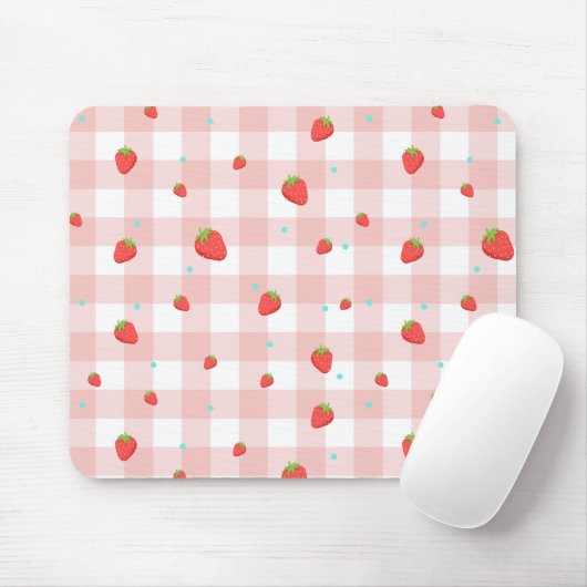 Strawberry Gingham Mouse Pad Mousepad (Mit Mouse)