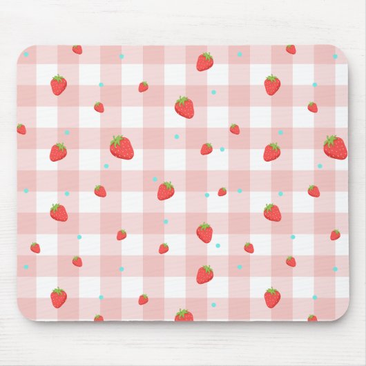 Strawberry Gingham Mouse Pad Mousepad (Vorne)