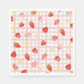 Strawberry Gingham Paper Napkins Serviette (Vorderseite)