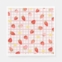 Strawberry Gingham Paper Napkins Serviette