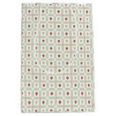 Strawberry Gingham Pastel Green 1st Birthday Mittlere Geschenktüte (Vorderseite)