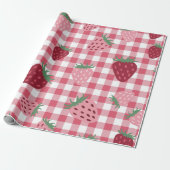 Strawberry Gingham Pattern Geschenkpapier (Ungerollt)