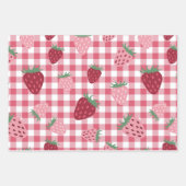 Strawberry Gingham Pattern Geschenkpapier Set (Vorderseite 2)