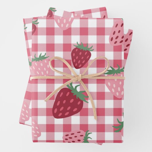 Strawberry Gingham Pattern Geschenkpapier Set (Beispiel)