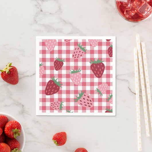 Strawberry Gingham Pattern Serviette (Beispiel)