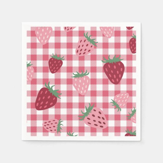Strawberry Gingham Pattern Serviette (Vorderseite)