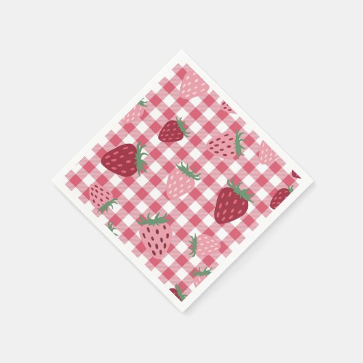 Strawberry Gingham Pattern Serviette (Ecke)