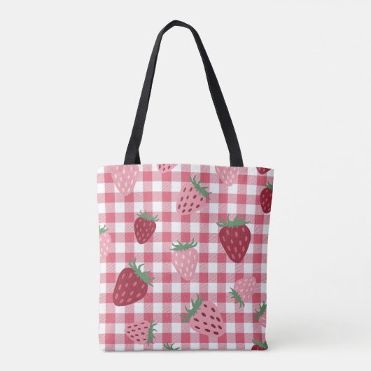 Strawberry Gingham Pattern Tasche (Rückseite)