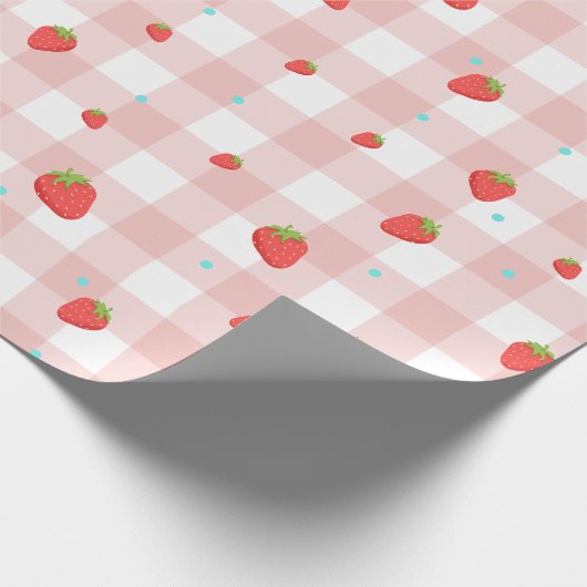 Strawberry Gingham Wrapping Paper Geschenkpapier (Ecke)