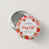 Strawberry Girl 1. Geburtstag Berry Erster Geburts Button (Vorne & Hinten)