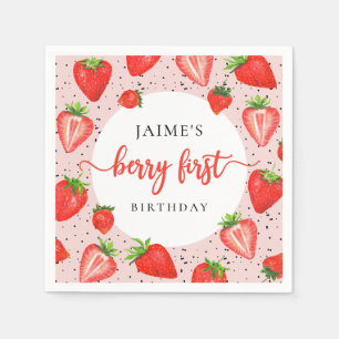 Strawberry Girl 1. Geburtstag Berry Erster Geburts Serviette
