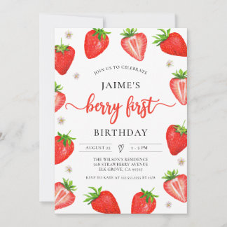 Strawberry Girl 1. Geburtstag | First Berry Sweet Einladung