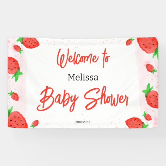 Strawberry Girl Baby Dusche Banner (Horizontal)