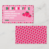 Strawberry Girl Baby Showdiaper Raffel Ticket Begleitkarte (Vorne/Hinten)