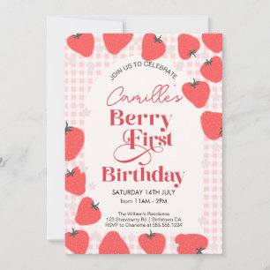 Strawberry Girl Berry erste Geburtstagsparty Einladung