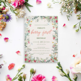 Strawberry Girl Berry Erster Geburtstag Einladung