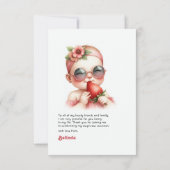 Strawberry Girl Berry Sweet Baby Dusche Dankeskarte (Rückseite)