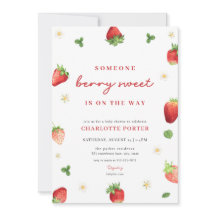 Strawberry Girl Berry Sweet Baby Shower Einladung