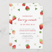 Strawberry Girl Berry Sweet Baby Shower Einladung (Vorne/Hinten)