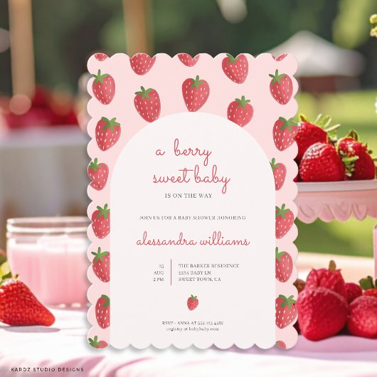 Strawberry Girl Berry Sweet Baby Shower Einladung