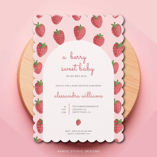 Strawberry Girl Berry Sweet Baby Shower Einladung