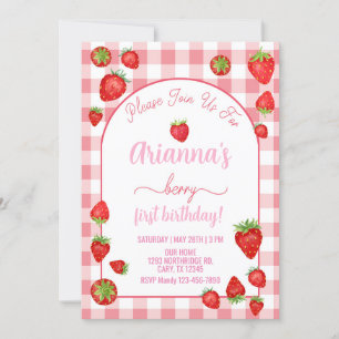 Strawberry Girl Bery 1. Geburtstag einladen. Einladung