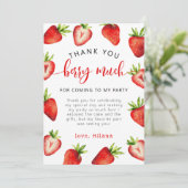 Strawberry Girl Birthday Berry Much Dankeskarte (Stehend Vorderseite)