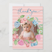 Strawberry Girl Birthday Berry Much Foto Danke (Vorderseite)