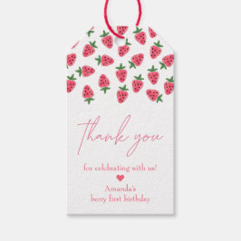 Strawberry Girl First Birthday Party Danke Geschenkanhänger