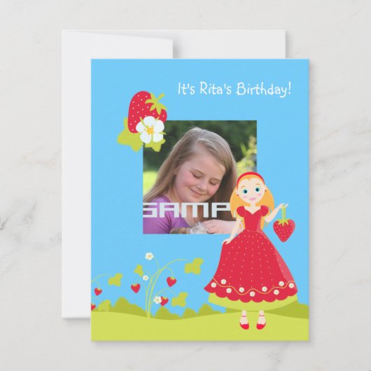 Strawberry Girl Geburtstagsparty Einladung (Vorderseite)