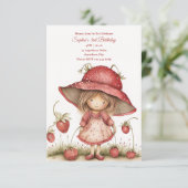 Strawberry Girl Party Einladung (Stehend Vorderseite)