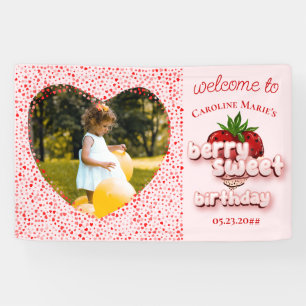 Strawberry Girl Pink Berry Sweet Birthday Foto Banner