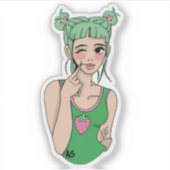 Strawberry Girl Sticker (Vorderseite)