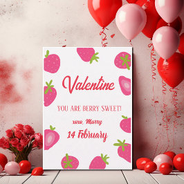 Strawberry Girl Sweet Valentinstag Mitteilungskarte