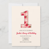 Strawberry Girls 1. Geburtstags-Party Einladung (Vorderseite)