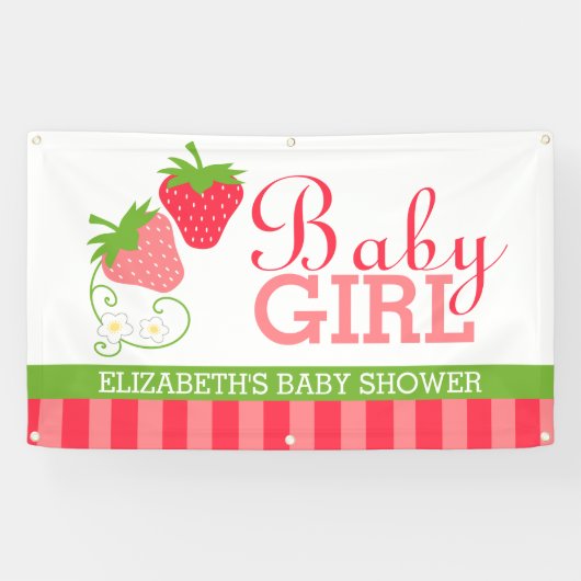 Strawberry Girls Babydusche Banner (Horizontal)