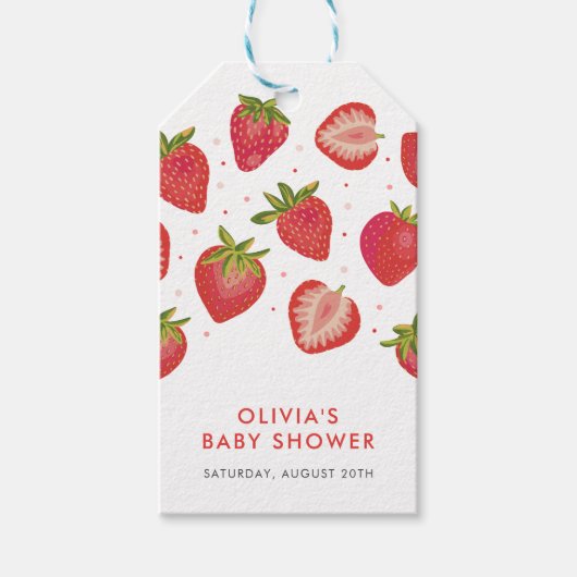 Strawberry Girls Babydusche Geschenkanhänger (Vorderseite)
