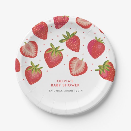 Strawberry Girls Babydusche Pappteller (Vorderseite)