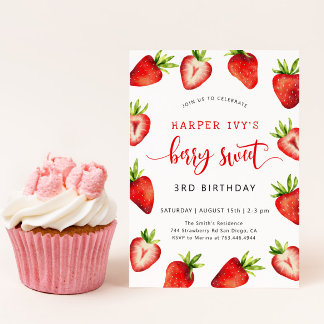 Strawberry Girl's Birthday Party | Berry Sweet Einladung