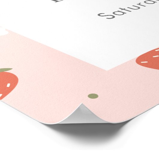 Strawberry Girls erster Geburtstag | Begrüßungszei Poster (Ecke)